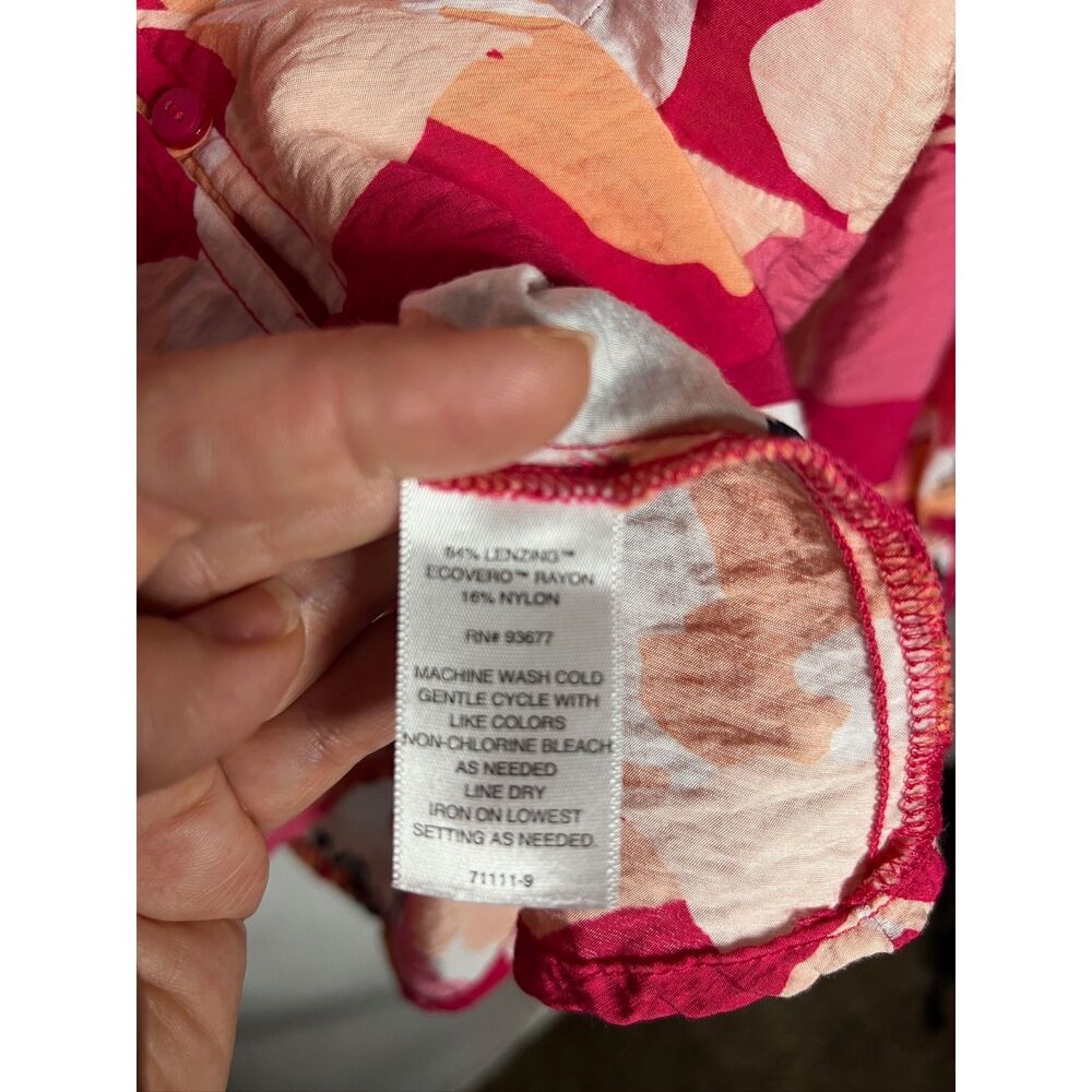 Liz Claiborne Womens XL Floral - Pink Peach and White Flowy Top - Picture 3 of 8